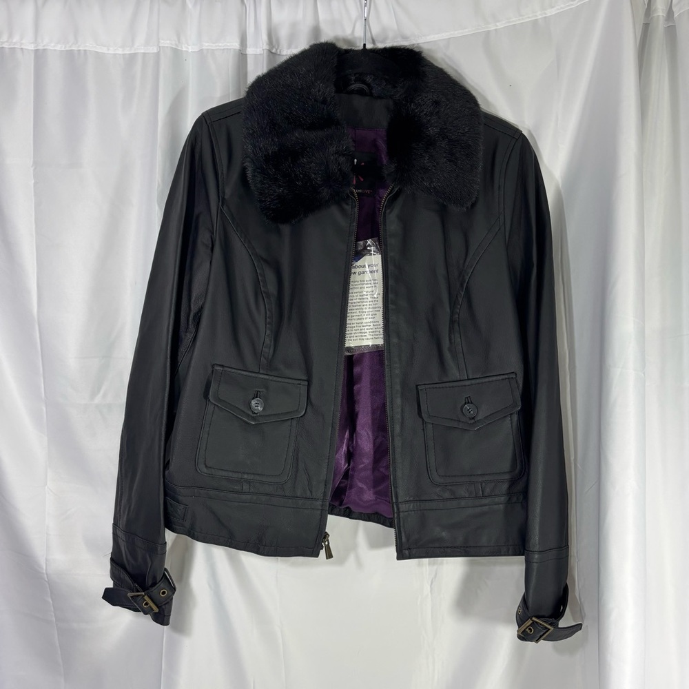 Isaac Mizrahi Black Leather Jacket - Picture 2 of 9
